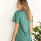 Full Size Double Take Ruched V-Neck Short Sleeve T-Shirt