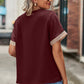 Openwork V-Neck Short Sleeve T-Shirt