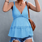 Women's Frill Trim Sleeveless Plunge Top