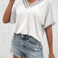 Lace Detail V-Neck T-Shirt