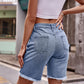 Full Size Raw Hem Denim Shorts with Pockets