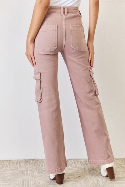 RISEN Full Size High Rise Cargo Wide Leg Jeans *