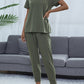 Full Size Round Neck Short Sleeve Top and Pants Set