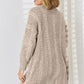 Cable-Knit Open Front Dropped Shoulder Cardigan