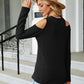 Full Size Dropped Shoulder Long Sleeve Blouse