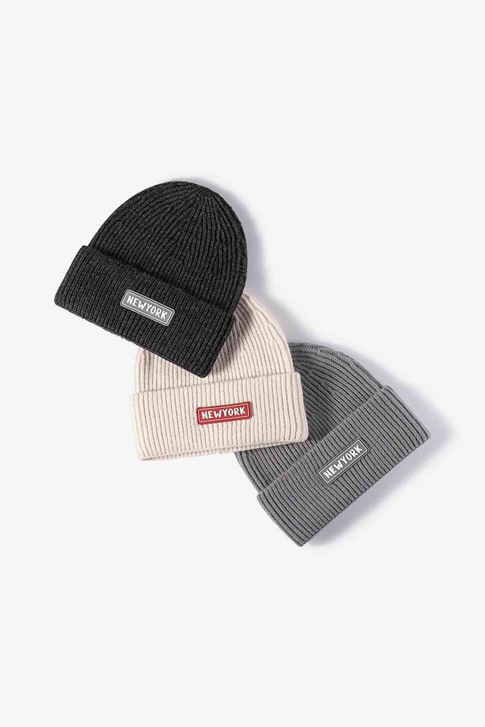 BeanieHatz NEW YORK Patch Rib-Knit Cuffed Beanie