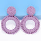 Round Shape Raffia Grass Dangle Earrings