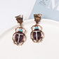 Brown Beetle Shape Rhinestone Alloy Dangle Earrings