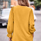Full Size Swiss Dot Notched Neck Flounce Sleeve Blouse