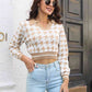 KnittedEmporium Houndstooth Johnny Collar Cropped Sweater