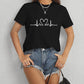 Heart Round Neck Short Sleeve T-Shirt