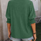 Heathered Notched Lantern Sleeve Blouse