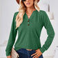 Notched Button Detail Long Sleeve T-Shirt