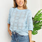 Double Take Ribbed Trim Round Neck Knit Top