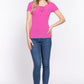 ACTIVE BASIC Lace Up Short Sleeve Rib Knit T-Shirt