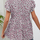 Leopard Round Neck Flutter Sleeve Babydoll Blouse