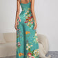 Decorative Button Spaghetti Strap Wide Leg Jumpsuit