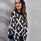 CozyWonders Floral Round Neck Black Long Sleeve Sweater