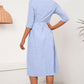 KeenLinear Plaid Collared Neck Midi Dress