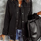 Women's Full Size Distressed Snap Down Denim Jacket