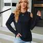 Full Size Dropped Shoulder Long Sleeve Blouse