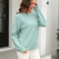 Malibu Dreams Hannah&Mea Round Neck Ribbed Long Sleeve Sweater