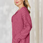 Basic Bae Full Size Ribbed Half Button Long Sleeve T-Shirt