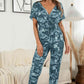 DuskJumpers Surplice Neck Tied Short Sleeve Jumpsuit