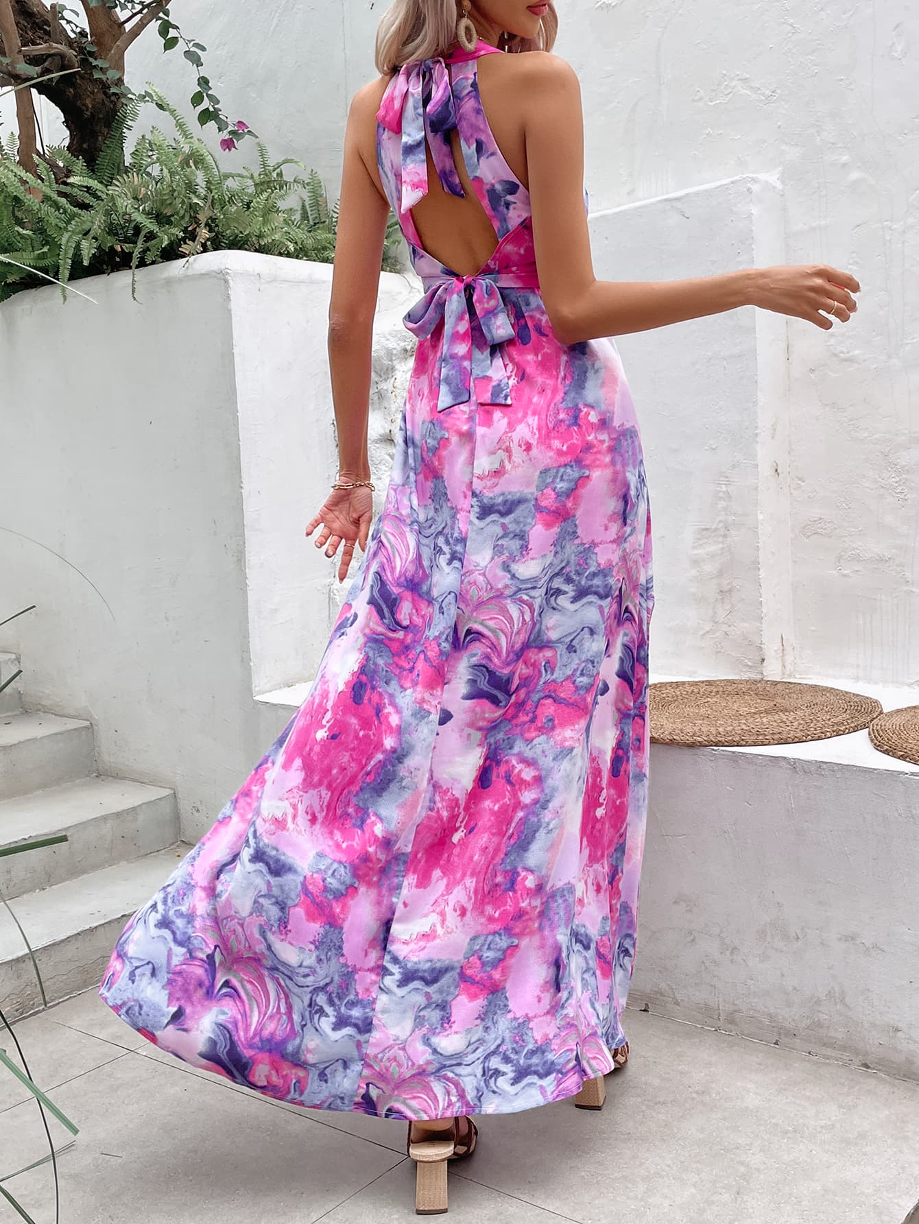 BOHOMIA Printed Open Back Slit Sleeveless Maxi Dress