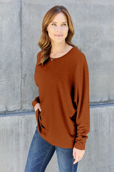 Double Take Full Size Round Neck Long Sleeve T-Shirt *