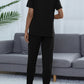Full Size Round Neck Short Sleeve Top and Pants Set