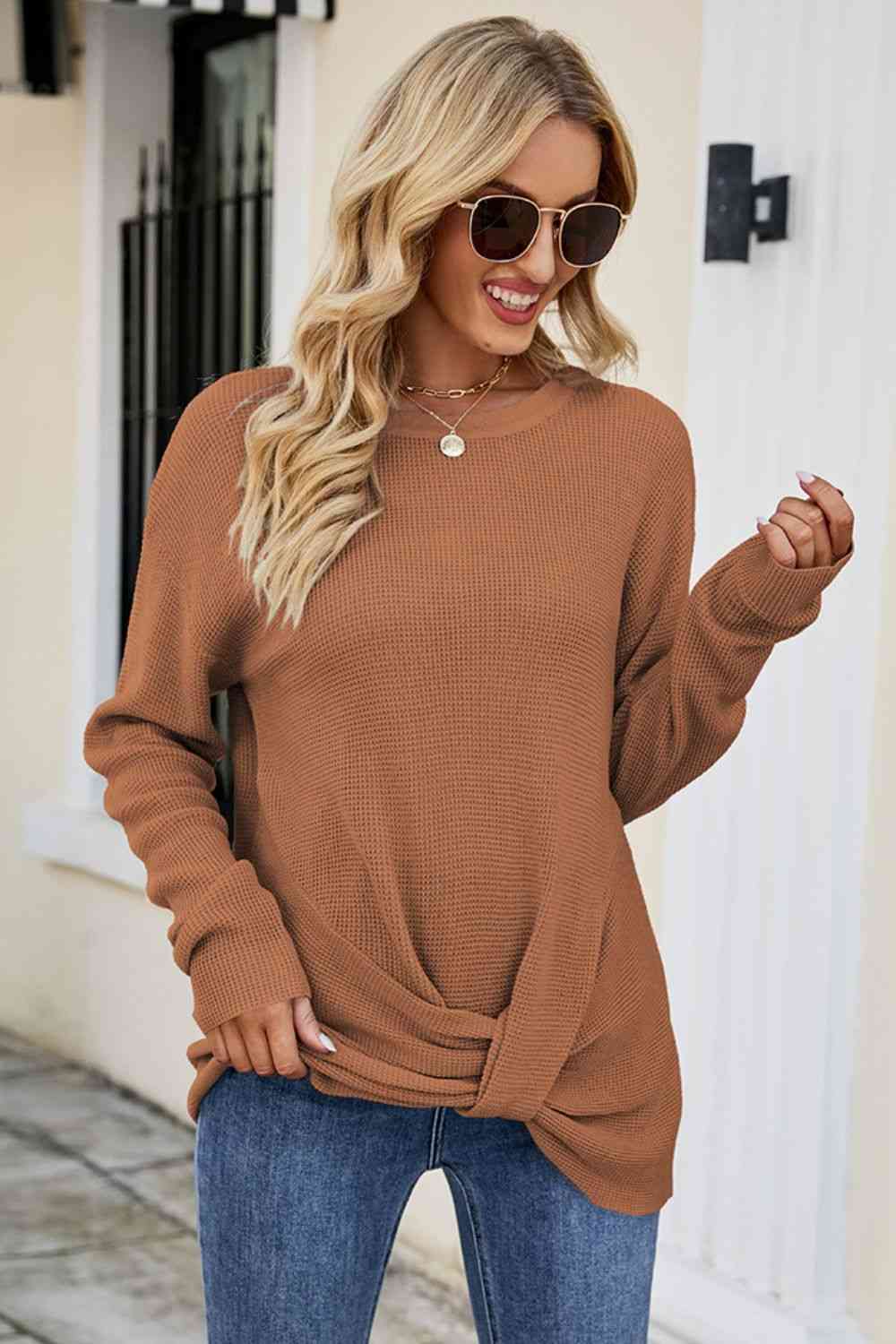 KnittedEmporium Twisted Round Neck Sweater