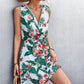 Women's Printed Zip Detail Belted Sleeveless Dress