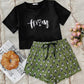 Women's Graphic Tee and Panda Print Shorts Lounge Set
