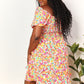 Double Take Strawberry Smocked Sweetheart Neck Flounce Sleeve Strawberry Mini Dress