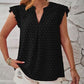 Swiss Dot Ruffled Cap Sleeve T-Shirt