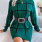 Women's Clarisia Plaid Round Neck Dropped Shoulder Sweater Dress