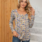 Printed Square Neck Long Sleeve Blouse
