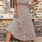 Leopard Print Smocked Tie Shoulder Dress