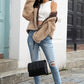 Two-Tone Collared Neck Fuzzy Jacket