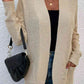Open Front Rib-Knit Cardigan with Pockets