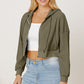 Joelynn Waffle-Knit Drawstring Zip Up Hoodie