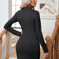 Full Size Johnny Collar Long Sleeve Mini Dress