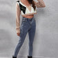 Geometric Long Sleeve Cropped Sweater