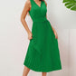 Surplice Sleeveless Midi Pleated Dress