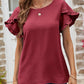 Malibu Dreams Textured Petal Sleeve Round Neck Tee