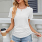 Eyelet Round Neck Short Sleeve T-Shirt