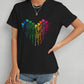 Heart Round Neck Short Sleeve T-Shirt