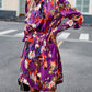Women's Zabelle Printed Tie Waist Mock Neck Lantern Sleeve Dress