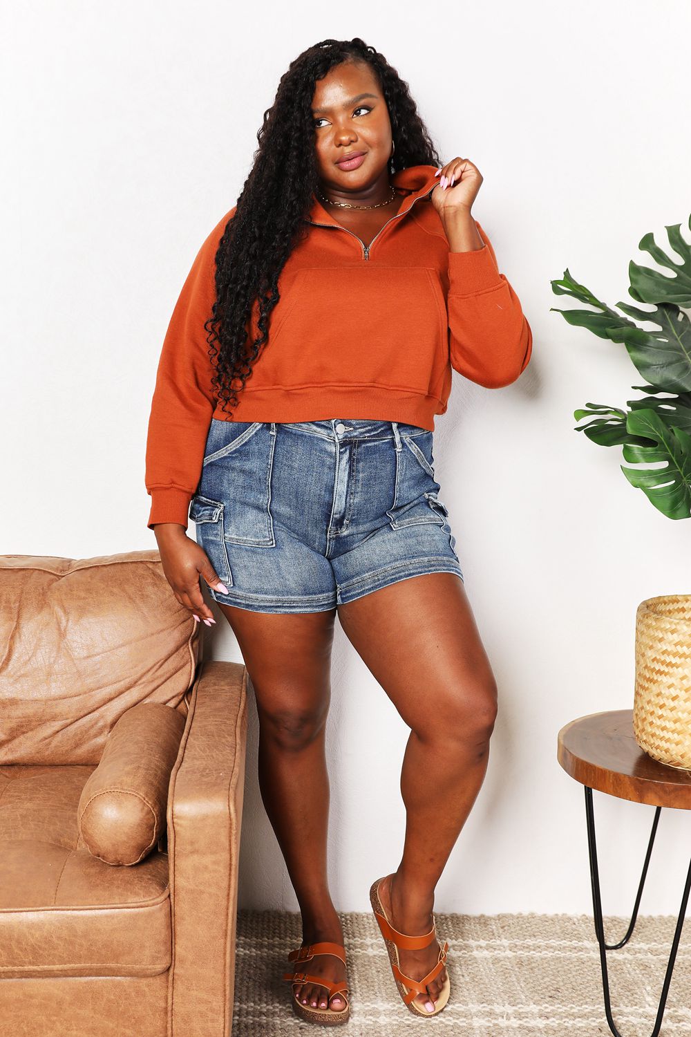 Double Take Half-Zip Long Sleeve Hoodie *